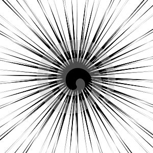 Radial geometric element series. Abstract black and white shape