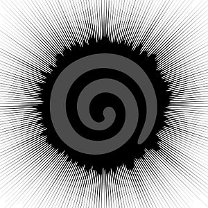 Radial geometric element series. Abstract black and white shape