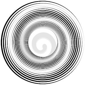 Radial geometric element series. Abstract black and white shape