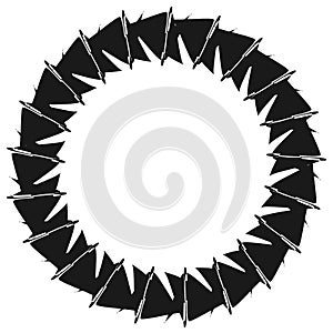 Radial geometric element series. Abstract black and white shape