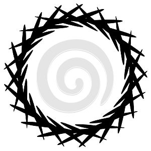 Radial geometric element series. Abstract black and white shape