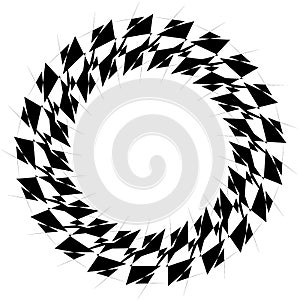 Radial geometric element series. Abstract black and white shape