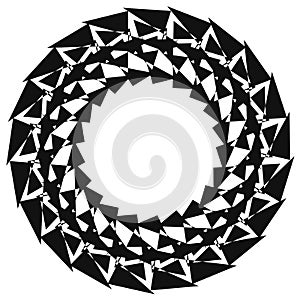 Radial geometric element series. Abstract black and white shape