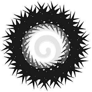 Radial geometric element series. Abstract black and white shape