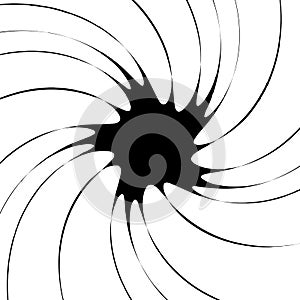 Radial geometric element series. Abstract black and white shape