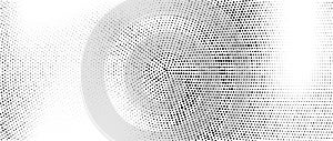Radial halftone dots. Spotted and dotted gradient background. Concentric stains texture with fading effect. Black and