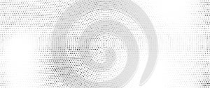 Radial halftone dots. Spotted and dotted stains gradient background. Concentric comic texture with fading effect. Black