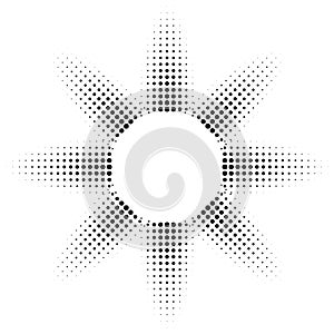 Radial halftone gradient hexagon frame