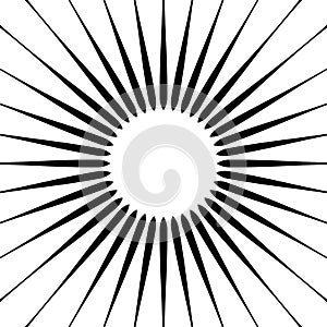 Radial lines abstract geometric element. Spokes, radiating strip