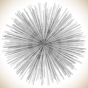 Radial lines element. Abstract geometric illustration. Radiating