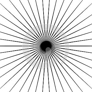 Radial lines element. Geometric background, pattern with circular converging lines.