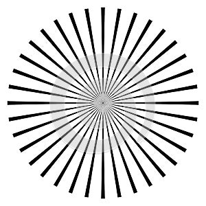 Radial lines, rays, beams circular pattern. Sunburst, starburst with concentric irregular lines