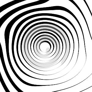 Radial lines with rotating distortion. Abstract spiral, vortex s
