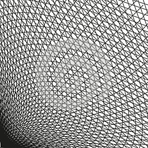 Radial mesh pattern. Concentric grid texture. Abstract wireframe Vector. Futuristic tunnel background