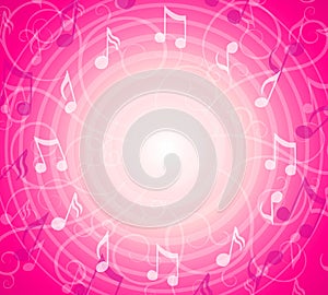 Radial Music Notes Pink Background