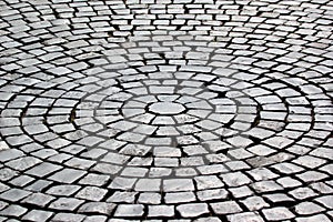 Radial pavement pattern - cobblestones background