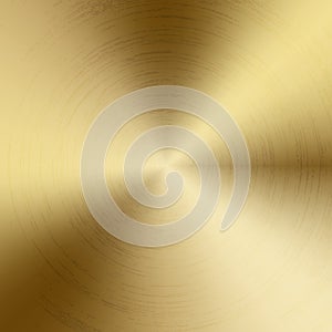 Radial polished texture golden metal background. Vector textured technology gold color background with circular polished, brushed