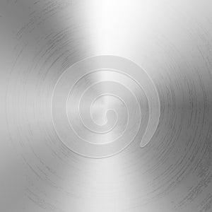Radial polished texture silver metal background. Vector textured technology stainless steel background