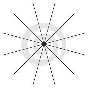 Radial, radiating straight thin lines. Circular black and white