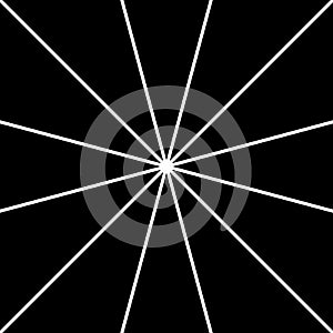 Radial, radiating straight thin lines. Circular black and white