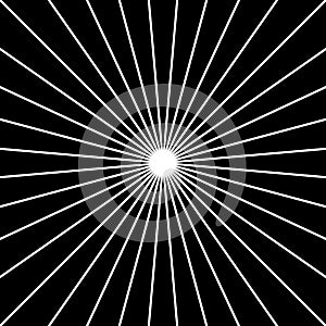 Radial, radiating straight thin lines. Circular black and white