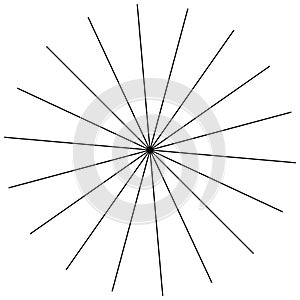 Radial, radiating straight thin lines. Circular black and white