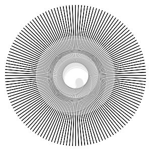 Radial Rays of Sunburst. Circular Design Element