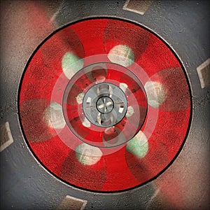 Radial red gray circular abstract pattern