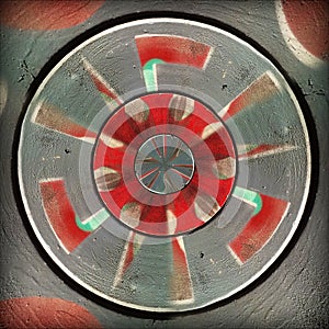 Radial red gray circular abstract pattern