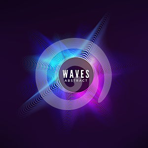 Radial sound wave curve. Colorful equalizer visualisation. Abstract color cover for music poster and banner. Vector background