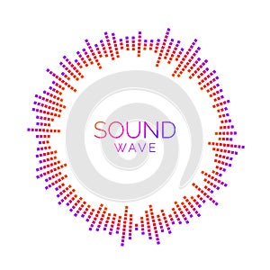 Radial sound wave visualisation. Music player equalizer concept. Circle audio signal or vibration element. Voice