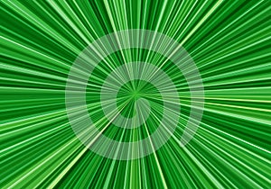 Radial speed lines with focus in the center. Abstract fractal background with bright green rays. Zoom effect