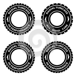 Radial tubeless hi performance tyre symbols