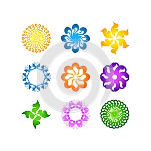 Radial vector pattern floral color colorful 1