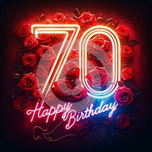 Radiant 70th Birthday with Neon Red and Roses