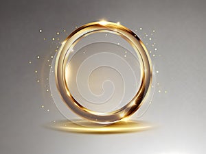 Radiant Aura: Gold Color Round Frame on Transparent Background