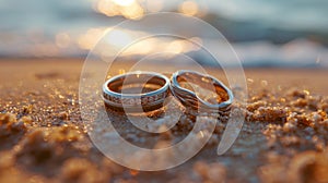 Radiant Beach Wedding: Eternal Love with Gleaming Rings