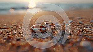 Radiant Beach Wedding Rings: Eternal Love Shines Brightly