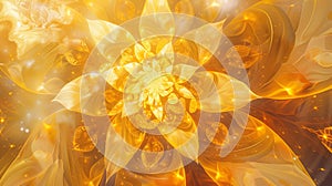 Radiant Blooms Abstract Auric Golden Floral Patterns photo