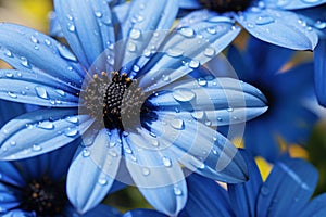 Radiant Blue daisy blossom. Generate Ai