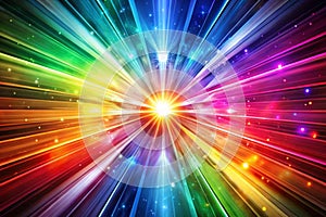 Radiant burst of light rays in space