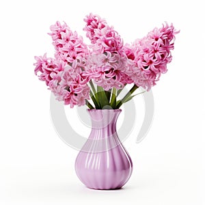 Radiant Clusters: A Colorized Pink Vase In The Style Of Light Purple