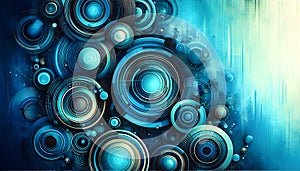 Radiant Concentric Realms Of Futuristic Blue Geometry