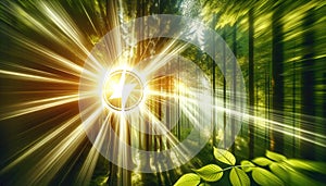 Radiant Energy Burst in Lush Forest - Nature Power Concept, AI Generated