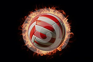 Radiant fireball volleyball symbolizing passion and intensity on black