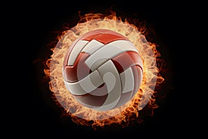 Radiant fireball volleyball symbolizing passion and intensity on black