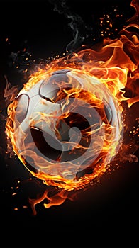 Radiant fireball, Volleyballs passion and intensity depicted on black background photo