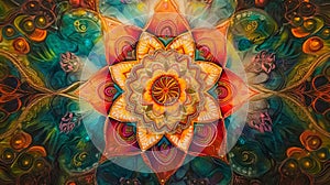 Radiant Floral Mandala in Warm Color Spectrum