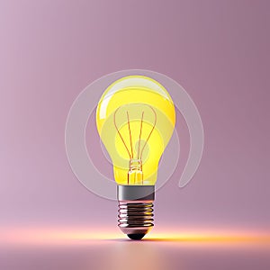 Radiant Luminescence: Standard or Extended White Light Bulb on Bright Yellow Background in Pastel Colors - Minimalist Concept photo