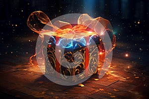 Radiant Magic gift box light. Generate Ai